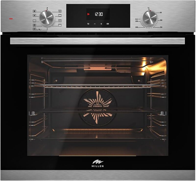 MILLEN MEO 6003 IX 78L Electric Oven - Energy Class A, 9 Cooking Modes, 60 cm, SCHOTT Double Glass Door, Glass finish, Mechanical and Touch Control with Timer, 3 Year Warranty